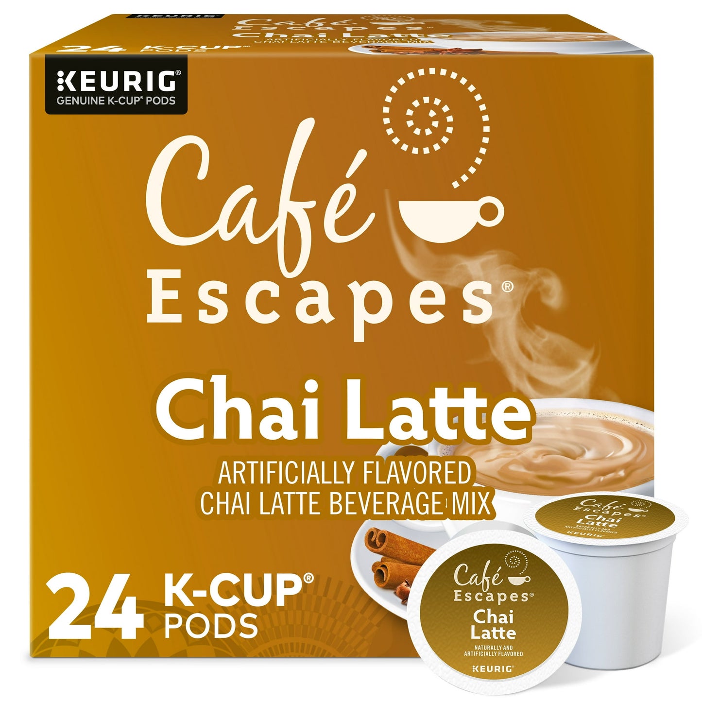 Café Escapes Chai Latte K-Cup Pods, 24 Count for Keurig Brewers