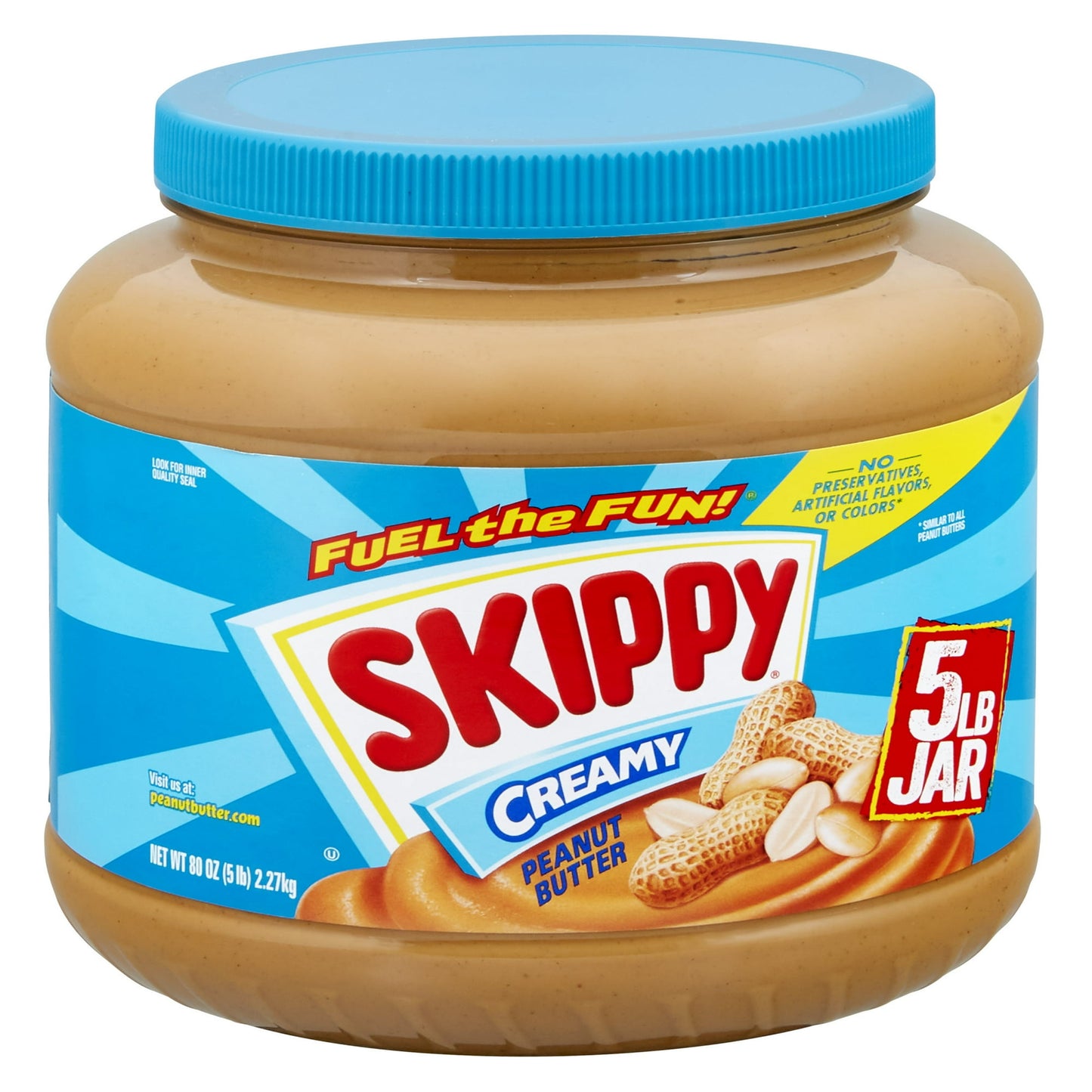 SKIPPY Peanut Butter, Creamy, 7 G Protein per Serving, Shelf-Stable, 80 oz Plast