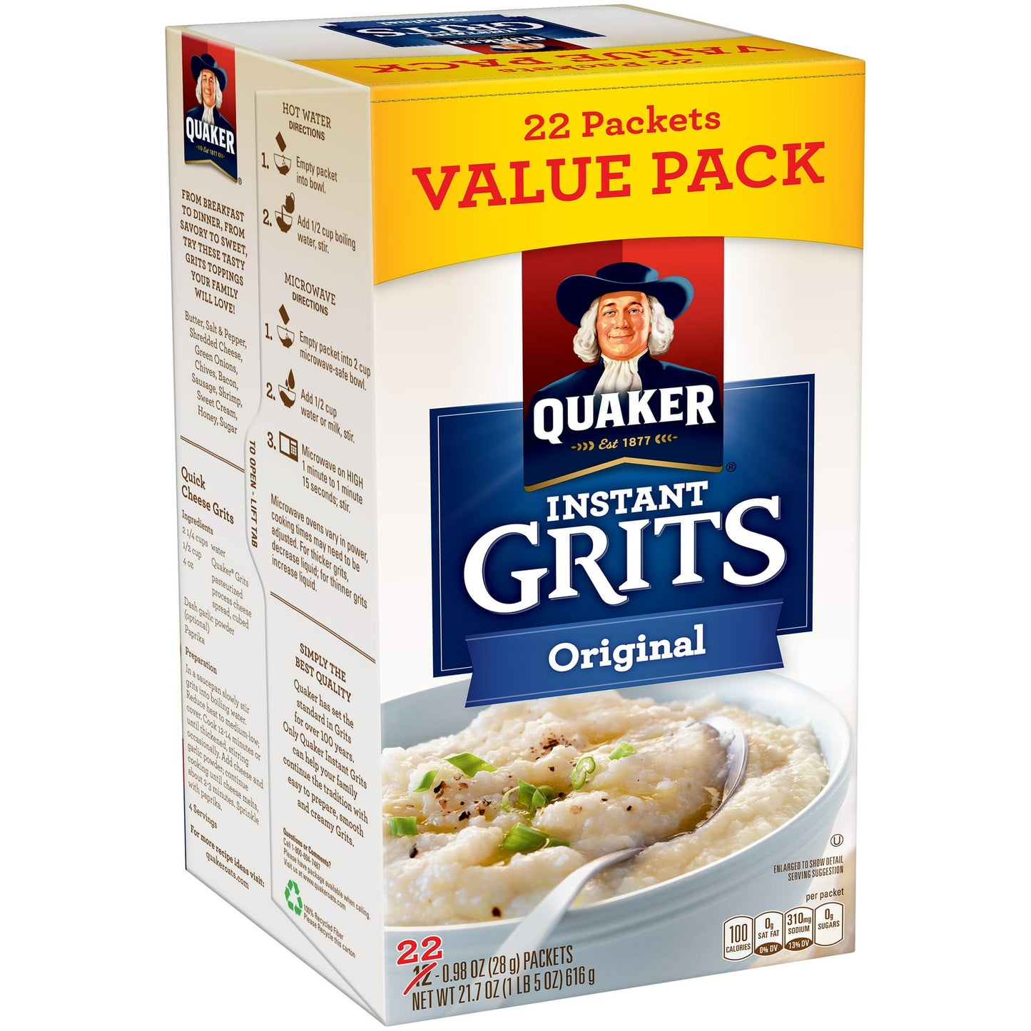 Quaker Instant Grits Original, 0.98 oz 22 Count